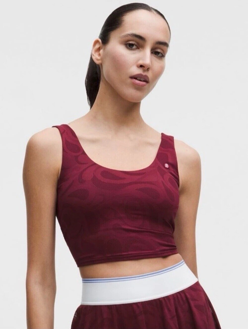Lululemon Paisley-Mesh Tennis Tank Burgundy Bay White Prep Blue XL NWT